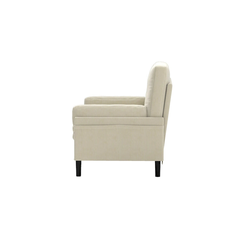 Causeuse convertible en velours côtelé ivoire – Canapé / Chaise longue / Lit, 2 places