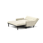 Causeuse convertible en velours côtelé ivoire – Canapé / Chaise longue / Lit, 2 places