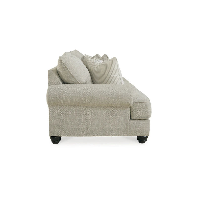 Ensemble de salon 4 pièces en tissu beige pour 5 à 6 personnes – Accoudoirs roulés