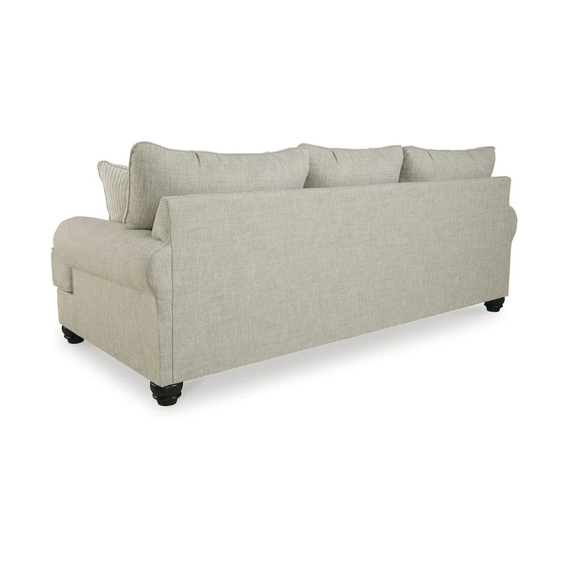 Ensemble de salon 4 pièces en tissu beige pour 5 à 6 personnes – Accoudoirs roulés