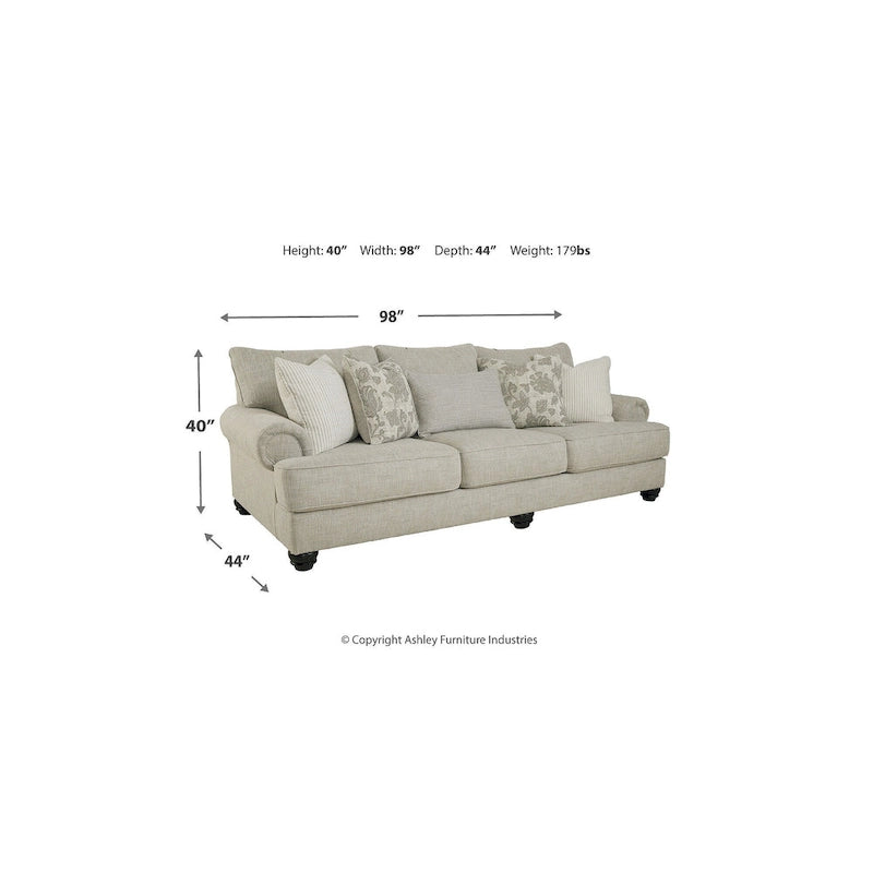 Ensemble de salon 4 pièces en tissu beige pour 5 à 6 personnes – Accoudoirs roulés