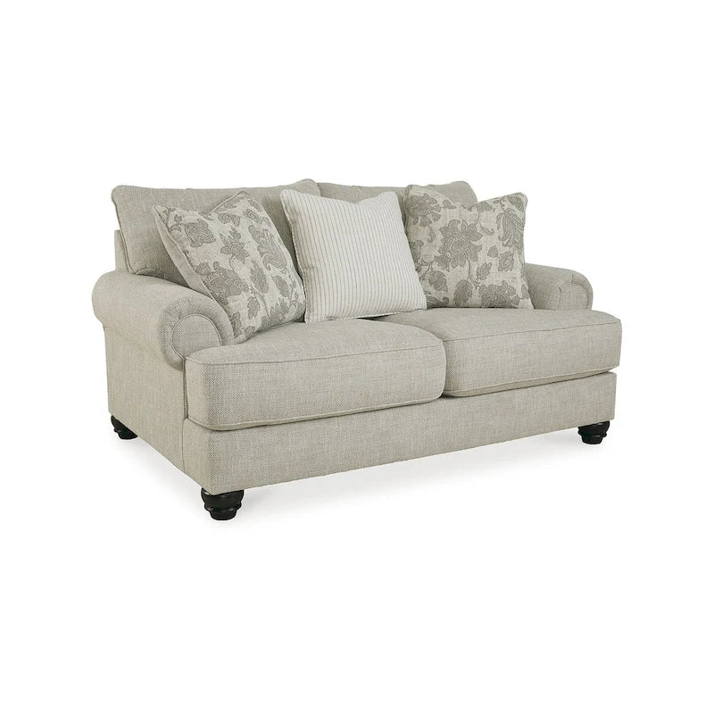 Ensemble de salon 4 pièces en tissu beige pour 5 à 6 personnes – Accoudoirs roulés