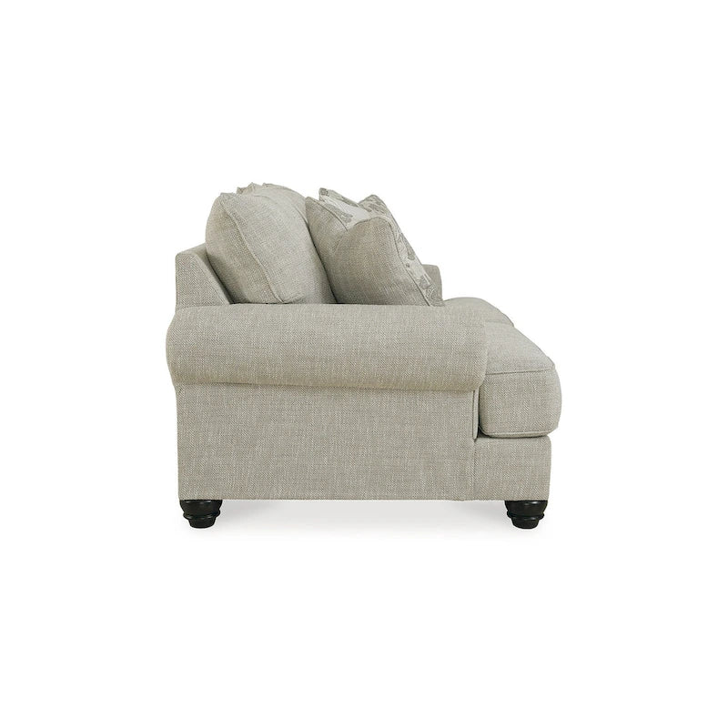 Ensemble de salon 4 pièces en tissu beige pour 5 à 6 personnes – Accoudoirs roulés