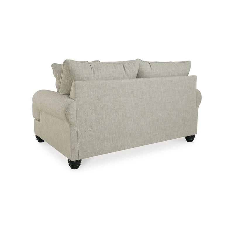 Ensemble de salon 4 pièces en tissu beige pour 5 à 6 personnes – Accoudoirs roulés