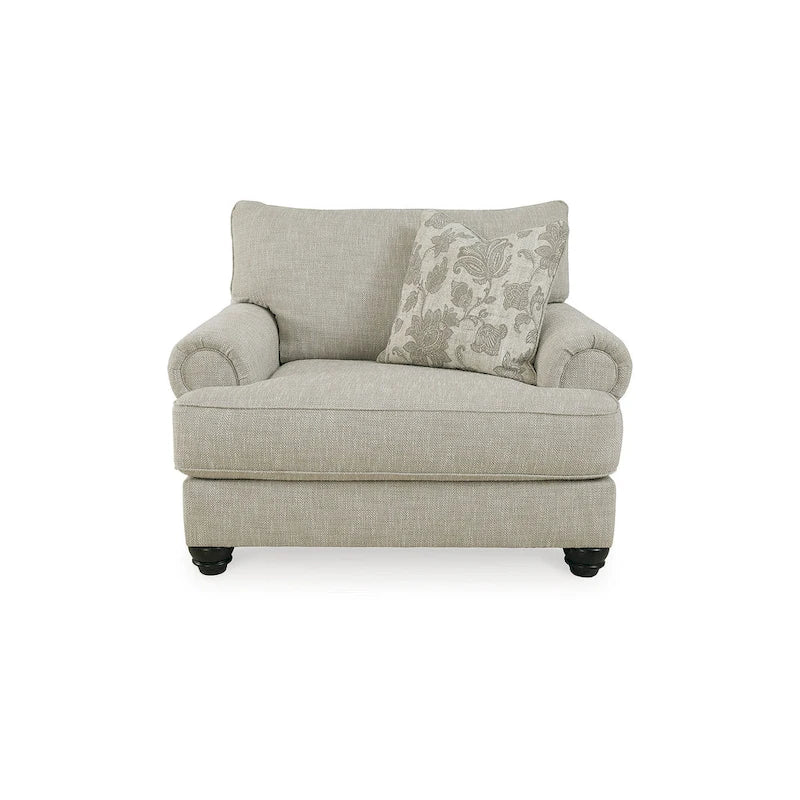 Ensemble de salon 4 pièces en tissu beige pour 5 à 6 personnes – Accoudoirs roulés