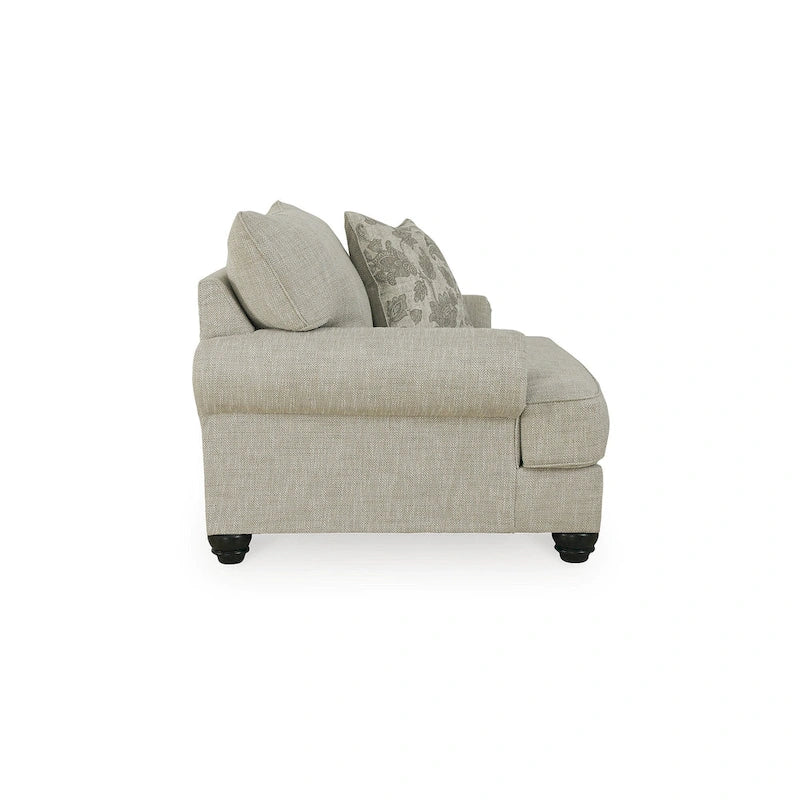 Ensemble de salon 4 pièces en tissu beige pour 5 à 6 personnes – Accoudoirs roulés