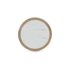 Table basse ronde marron clair/blanc avec roulettes, 1 à 2 personnes