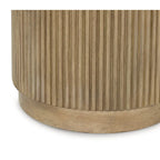 Table basse ronde marron clair/blanc avec roulettes, 1 à 2 personnes