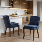 Chaise de salle à manger capitonnée en chenille beige / bleu / gris, lot de 2