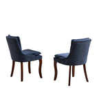 Chaise de salle à manger capitonnée en chenille beige / bleu / gris, lot de 2