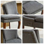 Chaise de salle à manger capitonnée en chenille beige / bleu / gris, lot de 2