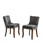 Chaise de salle à manger capitonnée en chenille beige / bleu / gris, lot de 2
