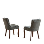 Chaise de salle à manger capitonnée en chenille beige / bleu / gris, lot de 2