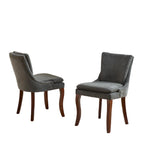 Chaise de salle à manger capitonnée en chenille beige / bleu / gris, lot de 2