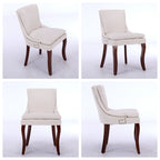 Chaise de salle à manger capitonnée en chenille beige / bleu / gris, lot de 2
