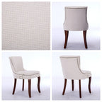 Chaise de salle à manger capitonnée en chenille beige / bleu / gris, lot de 2