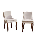 Chaise de salle à manger capitonnée en chenille beige / bleu / gris, lot de 2