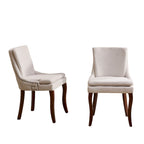 Chaise de salle à manger capitonnée en chenille beige / bleu / gris, lot de 2
