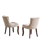 Chaise de salle à manger capitonnée en chenille beige / bleu / gris, lot de 2