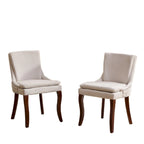 Chaise de salle à manger capitonnée en chenille beige / bleu / gris, lot de 2