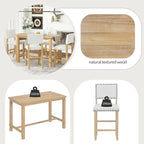 Ensemble de salle à manger hauteur comptoir 5 pièces en bois naturel (4 places)