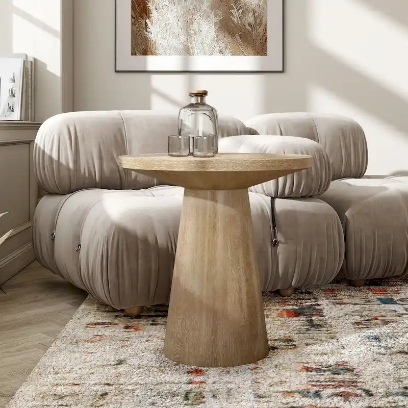 Chêne, Table d'appoint piédestal conique ronde, 1 pièce