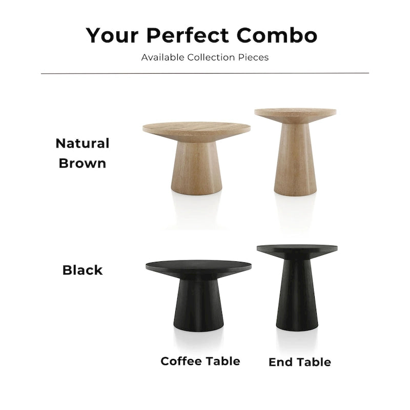 Chêne, Table d'appoint piédestal conique ronde, 1 pièce