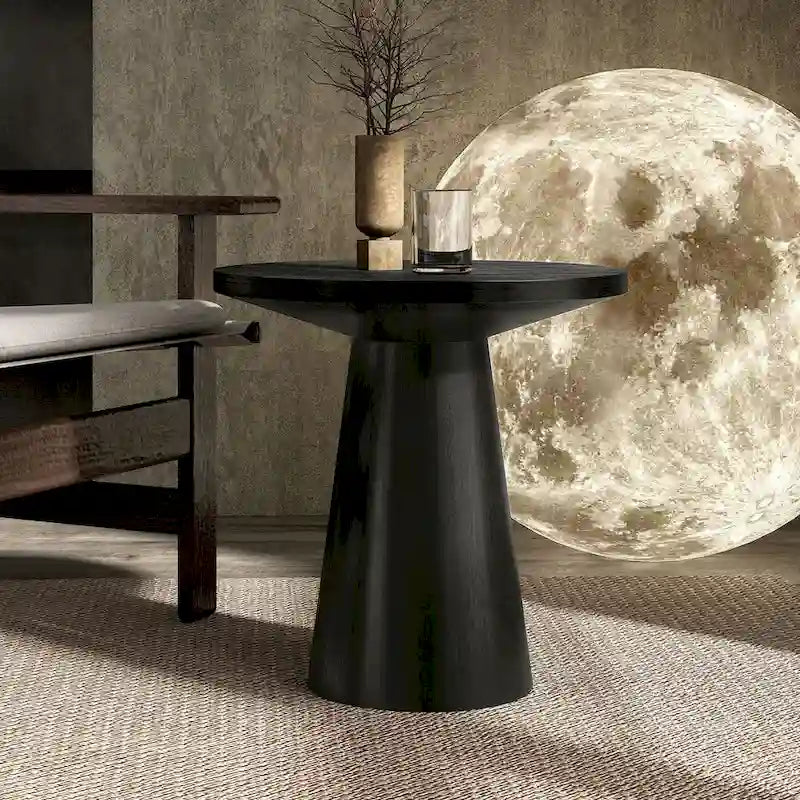 Chêne, Table d'appoint piédestal conique ronde, 1 pièce