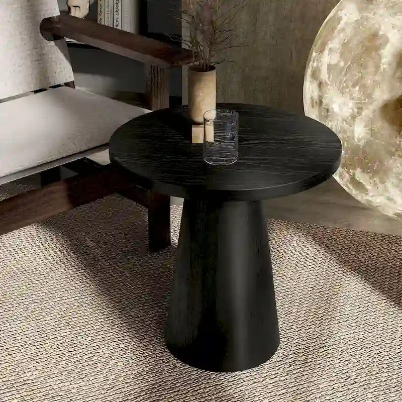 Chêne, Table d'appoint piédestal conique ronde, 1 pièce