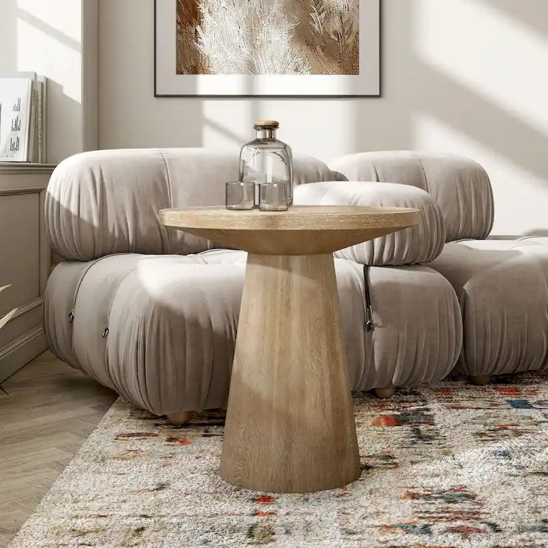 Chêne, Table d'appoint piédestal conique ronde, 1 pièce