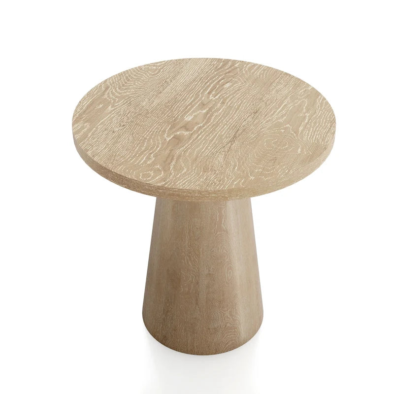 Chêne, Table d'appoint piédestal conique ronde, 1 pièce