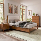 Furniture of America Beau Midcentury 3-Piece Boucle Platform Bedroom Set