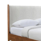 Ensemble de chambre 3 pièces en noyer et bouclé beige de style Mid-Century (Grand lit/Très grand lit, 1 à 2 places)