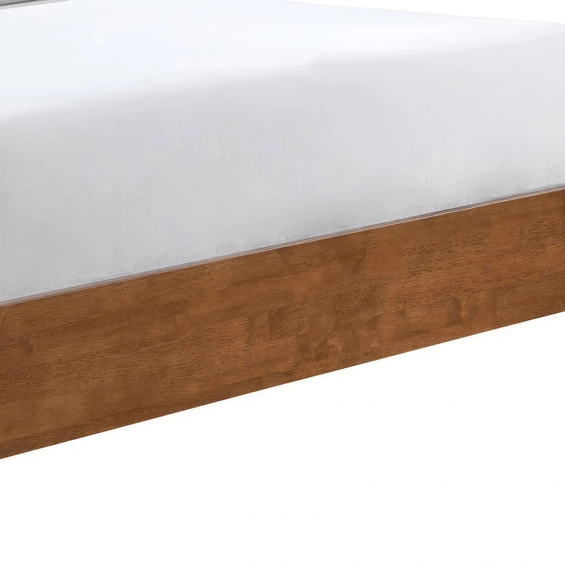 Ensemble de chambre 3 pièces en noyer et bouclé beige de style Mid-Century (Grand lit/Très grand lit, 1 à 2 places)