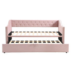Lit de repos en velours gris/rose/beige avec lit gigogne escamotable, double à grand lit, 1 à 2 couchages