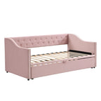 Lit de repos en velours gris/rose/beige avec lit gigogne escamotable, double à grand lit, 1 à 2 couchages