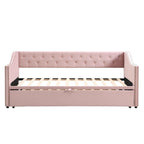 Lit de repos en velours gris/rose/beige avec lit gigogne escamotable, double à grand lit, 1 à 2 couchages