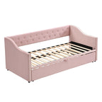 Lit de repos en velours gris/rose/beige avec lit gigogne escamotable, double à grand lit, 1 à 2 couchages