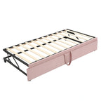 Lit de repos en velours gris/rose/beige avec lit gigogne escamotable, double à grand lit, 1 à 2 couchages