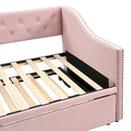 Lit de repos en velours gris/rose/beige avec lit gigogne escamotable, double à grand lit, 1 à 2 couchages