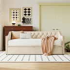 Lit de repos en velours gris/rose/beige avec lit gigogne escamotable, double à grand lit, 1 à 2 couchages