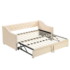 Lit de repos en velours gris/rose/beige avec lit gigogne escamotable, double à grand lit, 1 à 2 couchages