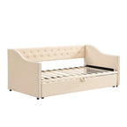 Lit de repos en velours gris/rose/beige avec lit gigogne escamotable, double à grand lit, 1 à 2 couchages