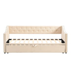 Lit de repos en velours gris/rose/beige avec lit gigogne escamotable, double à grand lit, 1 à 2 couchages