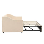 Lit de repos en velours gris/rose/beige avec lit gigogne escamotable, double à grand lit, 1 à 2 couchages