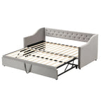 Lit de repos en velours gris/rose/beige avec lit gigogne escamotable, double à grand lit, 1 à 2 couchages