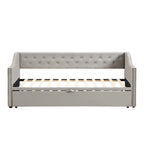 Lit de repos en velours gris/rose/beige avec lit gigogne escamotable, double à grand lit, 1 à 2 couchages