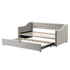 Lit de repos en velours gris/rose/beige avec lit gigogne escamotable, double à grand lit, 1 à 2 couchages