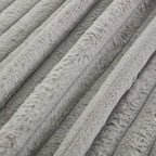 Causeuse en velours côtelé gris foncé / beige / gris clair avec pouf et oreillers, 1 place