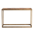 Console en bois recyclé et laiton antique, style ferme, assemblage par 1 personne